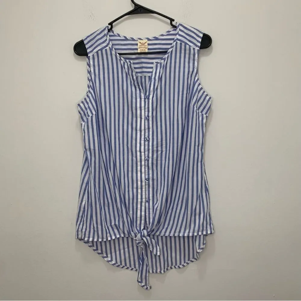 NWOT Faded Glory Striped Tie Front Tank Top Size Small